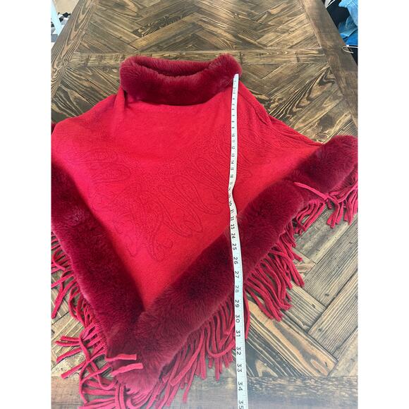 Glam Old Money Luxury Mobwife Poncho Acrylic Fall Winter Fringe Faux Fur Pattern - Picture 5 of 7